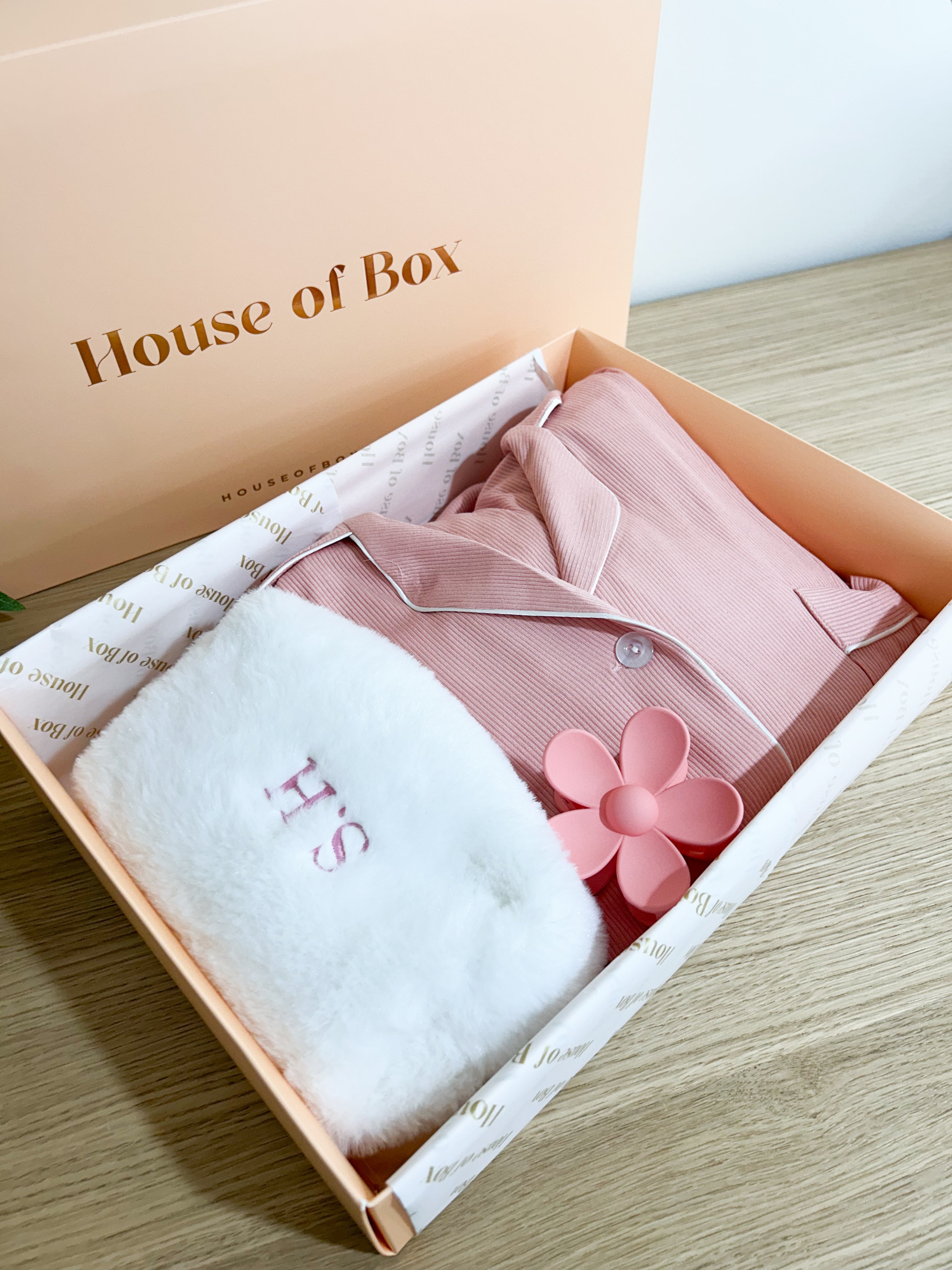 Coffret pyjama clean girl brodé pink